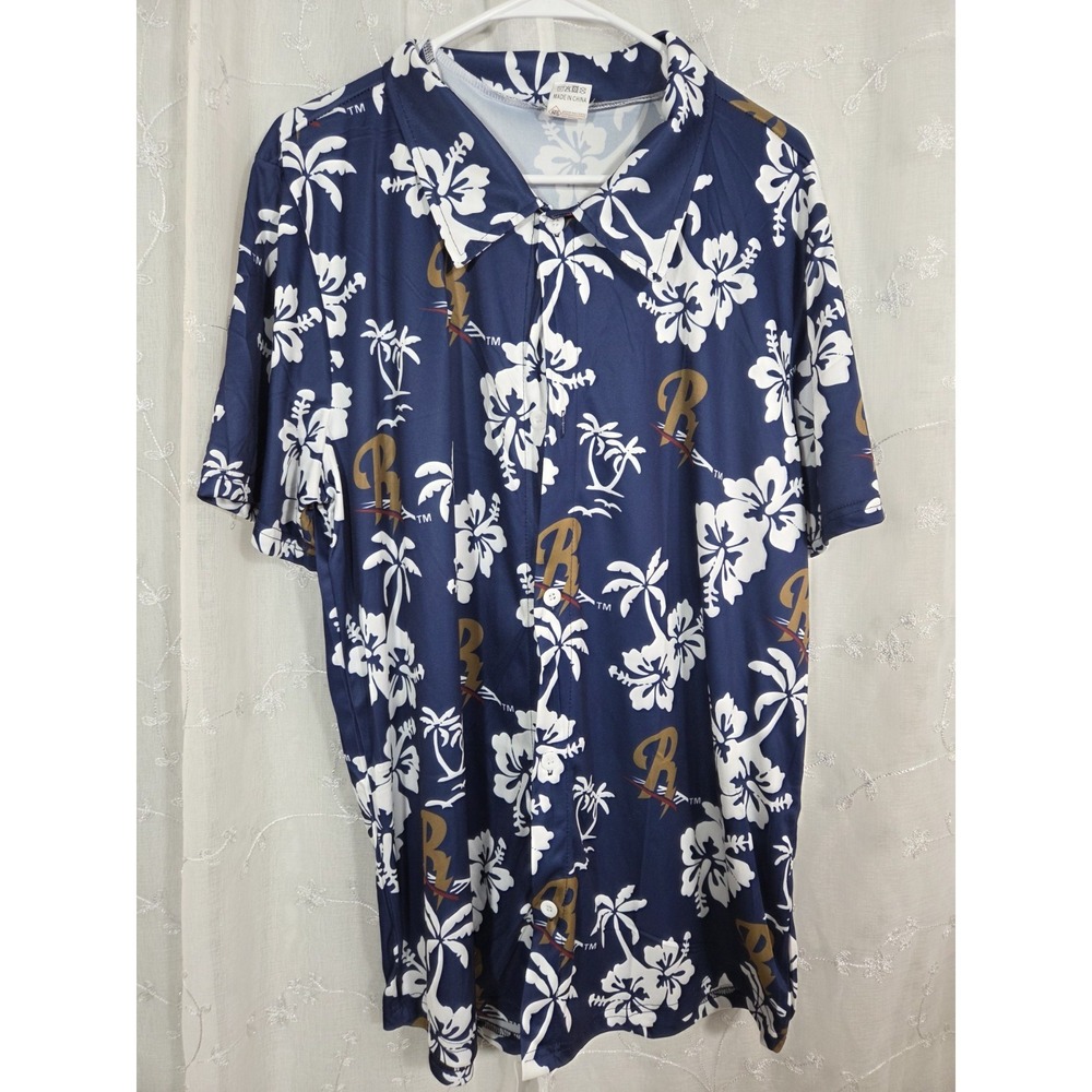 Scranton Wilkes Barre Railriders Blue Hawaiian Shirt Palm Flower‎ XL